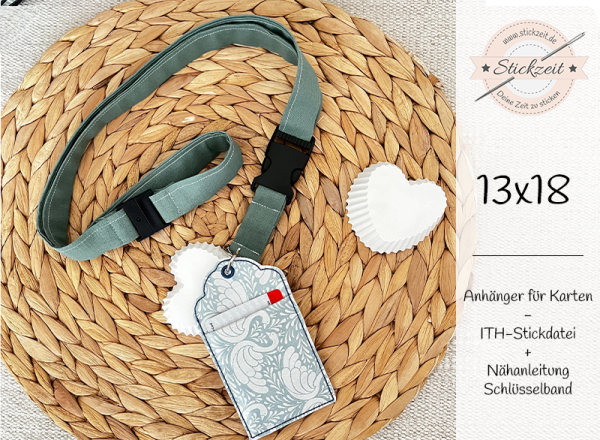 Anhänger für Karten - ITH-Stickdatei + Schlüsselband Nähanleitung